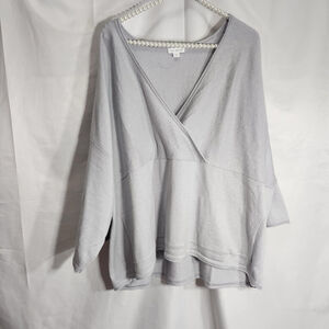 Pure J. Jill Women’s Kimono 3/4 Sleeve Boxy Relaxed Wrap Top S Casual Gray